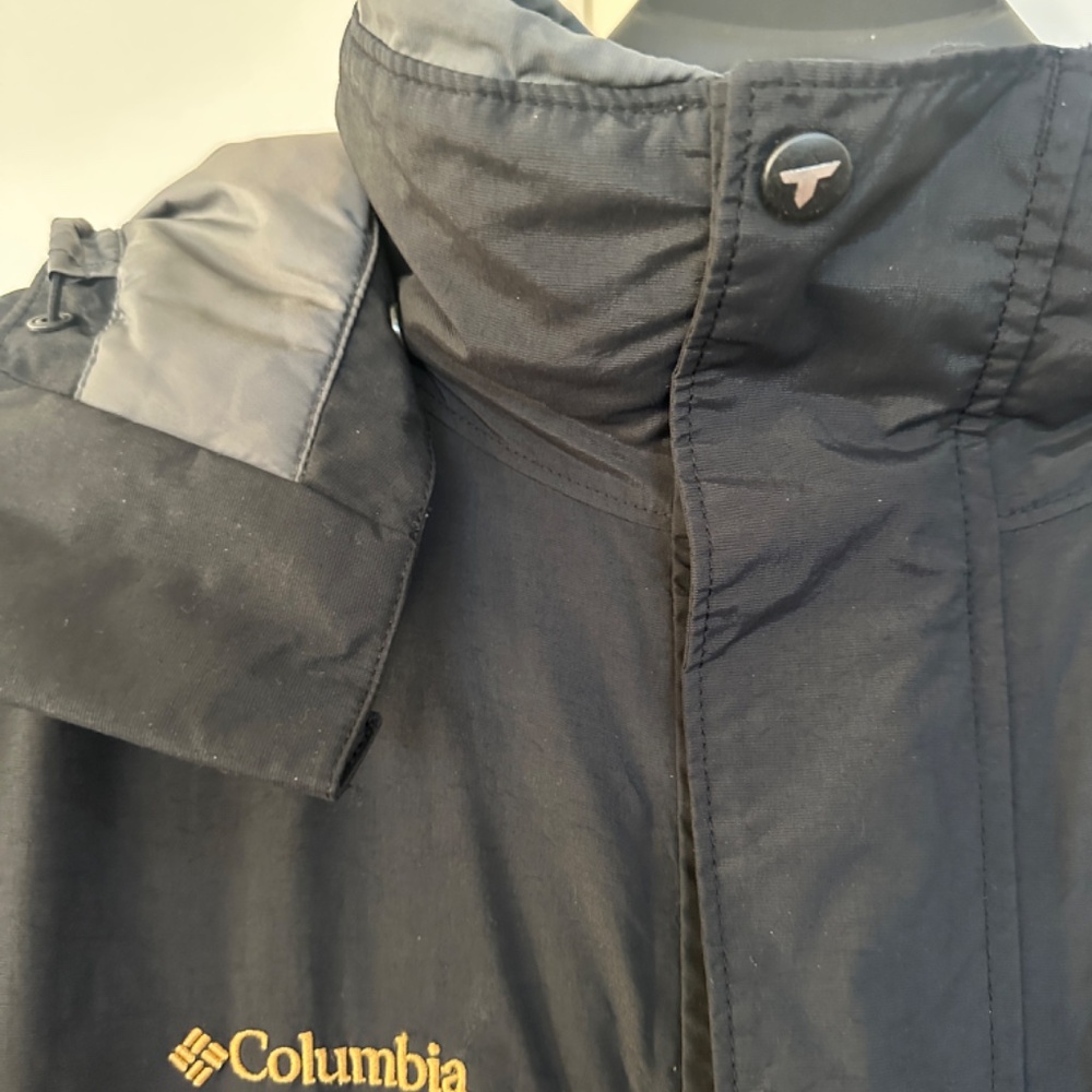 Mens Columbia Titanium Ski Jacket 2XT BLACK Omnitech Detachable Hood - Picture 3 of 10